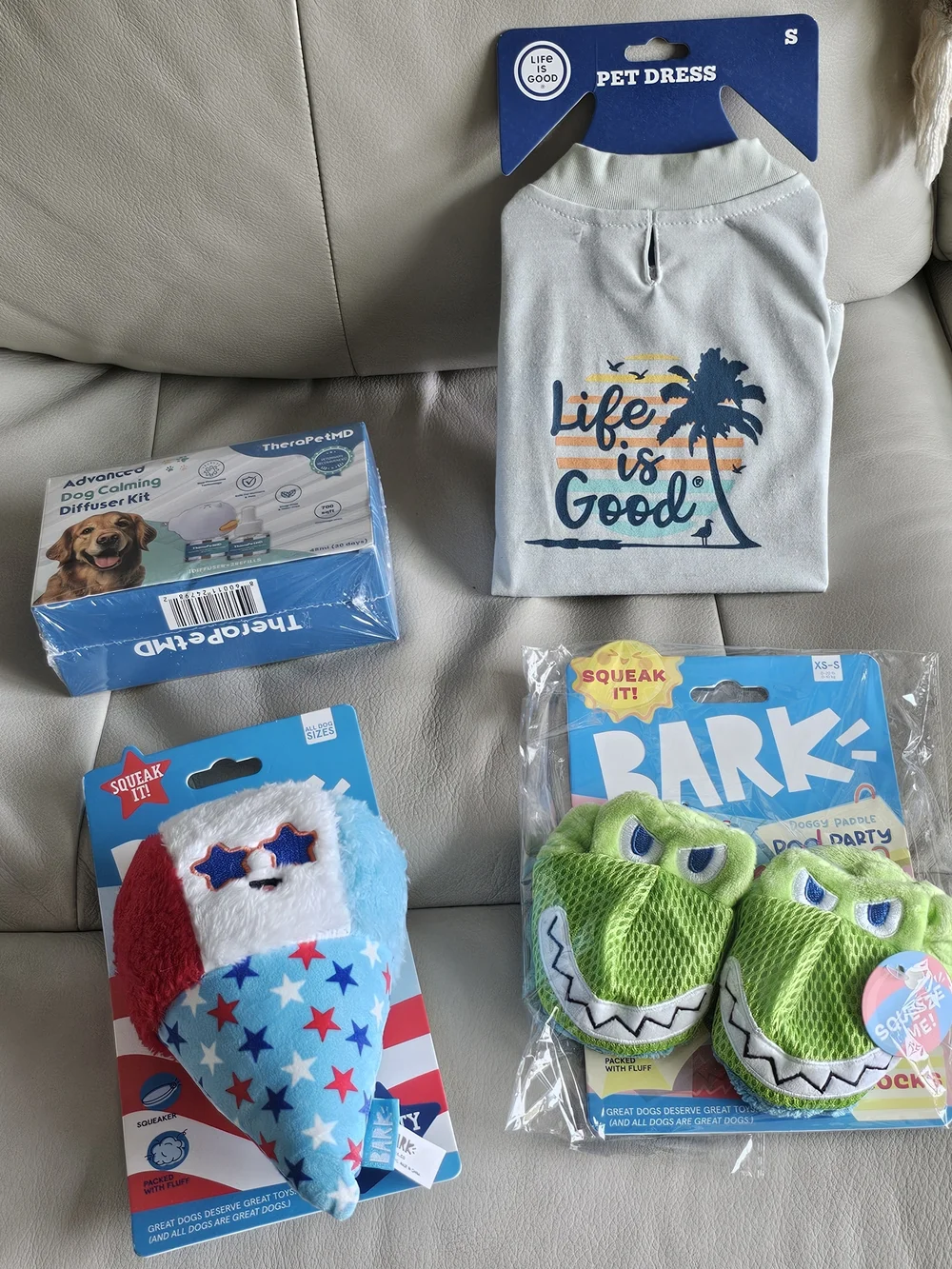 Dog‎ Mom Bundle Life Is Good Pet Dress Small + Bark Toys + TherPetMD Calming Kit
